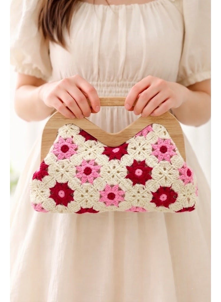 لايف ستيلاش  حقيبة يد خشب ونسيج ZS-14 - بينك - Image 1