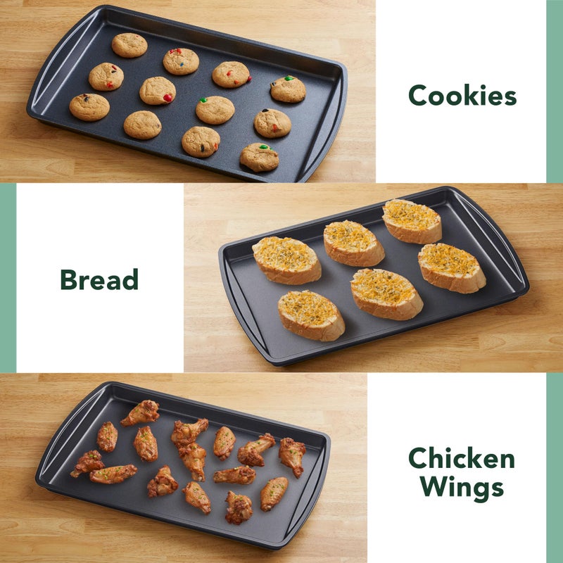 Nifty Solutions Nifty Cookie & Baking Sheets (Set of 3) â€“ Non-Stick Coated Steel, Dishwasher Safe, Oven Safe up to 450 Degrees, includes Large/Med/Small Pans - Image 4