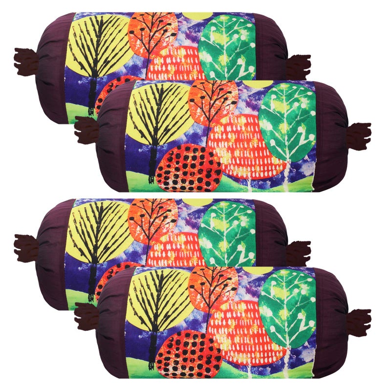 Kuber Industries Tree Design Cotton 4 Pieces Bolster Cover Set (Green) - Image 1