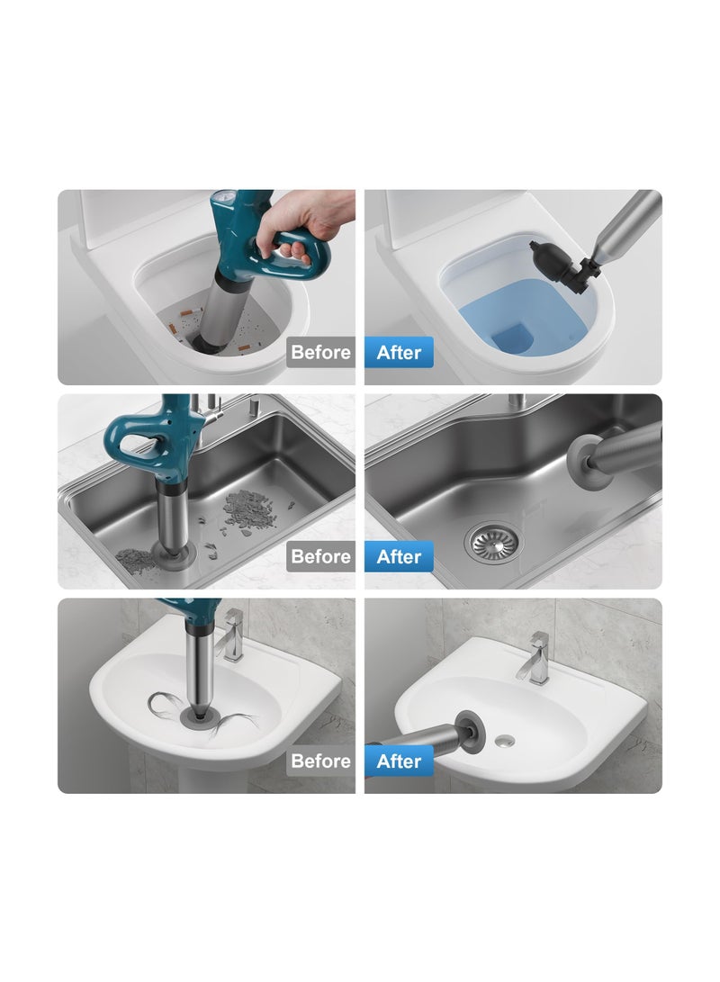 Barakah High Pressure Toilet Plunger, Drain Unblocker with Visual Barometer, Toilet Clog Air Drain Blaster, Air Drain Blaster Heavy Duty Plunger for Toilet, Bathroom, Drain, Floor Drain, Sewer, Pipe - Image 2