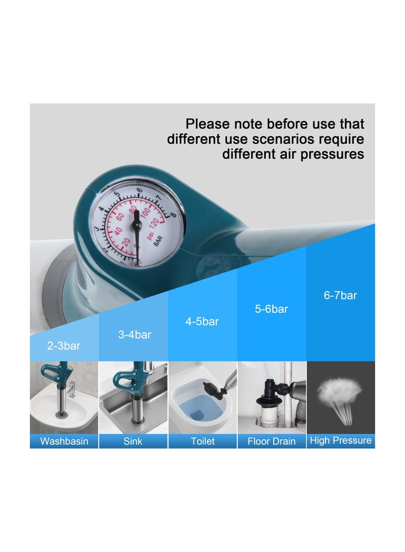 Barakah High Pressure Toilet Plunger, Drain Unblocker with Visual Barometer, Toilet Clog Air Drain Blaster, Air Drain Blaster Heavy Duty Plunger for Toilet, Bathroom, Drain, Floor Drain, Sewer, Pipe - Image 4