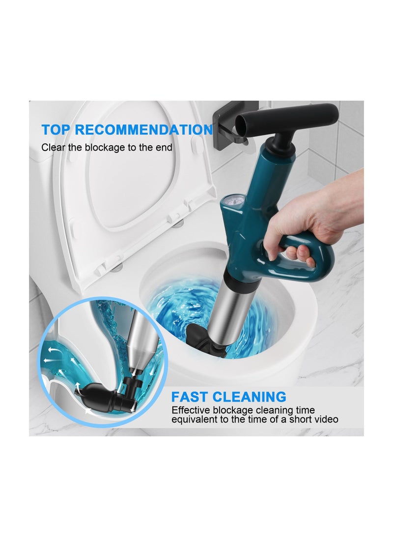 Barakah High Pressure Toilet Plunger, Drain Unblocker with Visual Barometer, Toilet Clog Air Drain Blaster, Air Drain Blaster Heavy Duty Plunger for Toilet, Bathroom, Drain, Floor Drain, Sewer, Pipe - Image 3