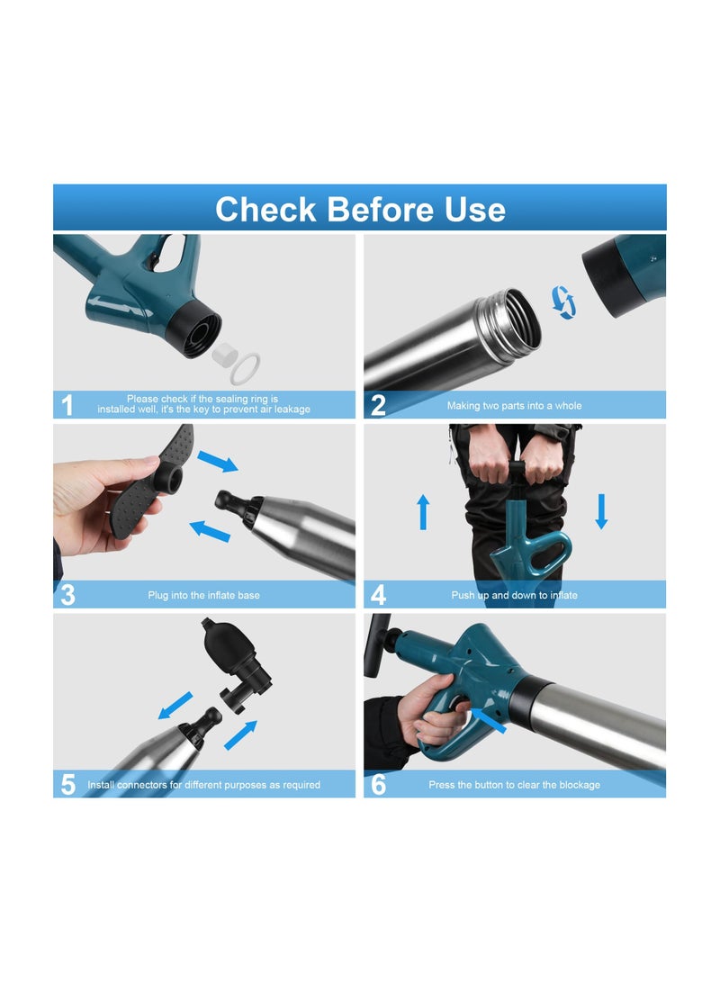 Barakah High Pressure Toilet Plunger, Drain Unblocker with Visual Barometer, Toilet Clog Air Drain Blaster, Air Drain Blaster Heavy Duty Plunger for Toilet, Bathroom, Drain, Floor Drain, Sewer, Pipe - Image 5