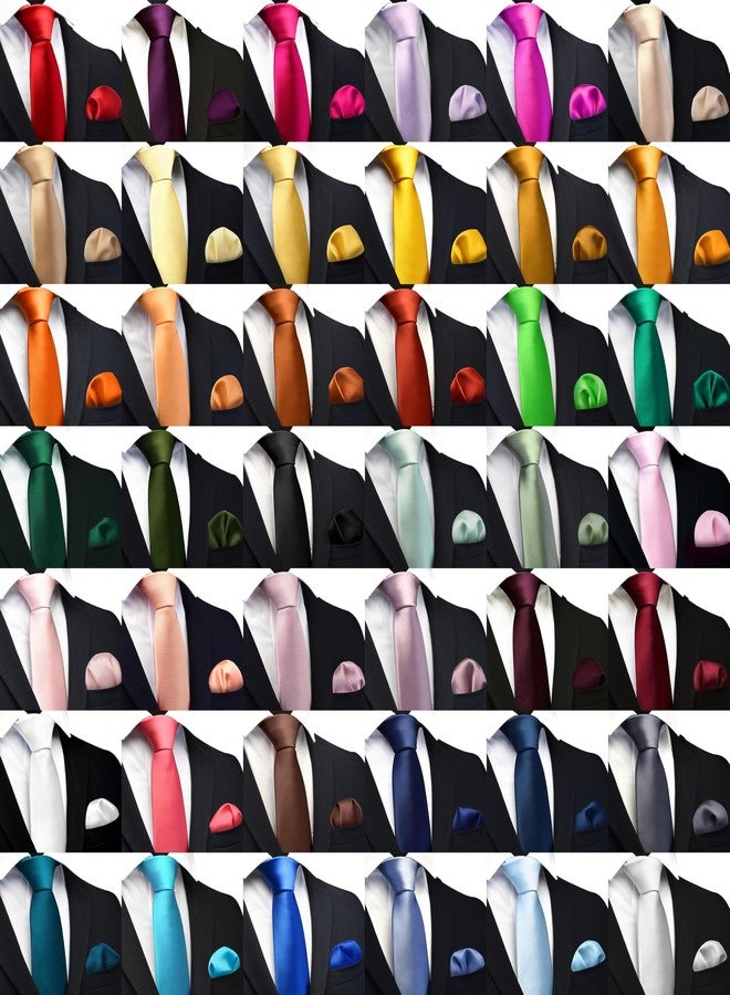 GUSLESON Teal Tie Set for Men Formal Business Silk Blend Necktie and Pocket Square Set for Wedding (6110-40) - Image 4