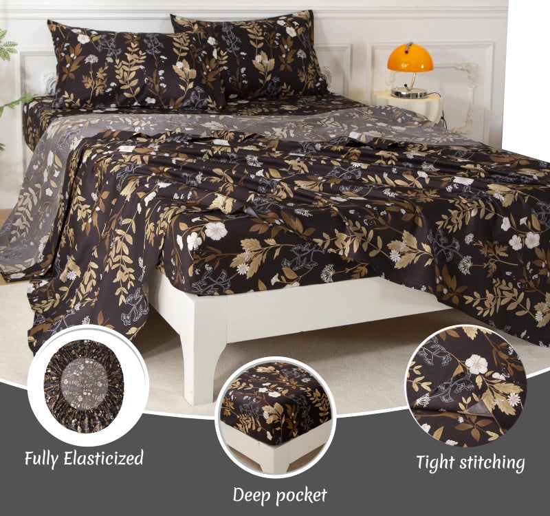 SDY 7PCS Dark Floral Comforter and Sheet Set Queen Size, Black Flower Bedding Setfor Girl/Women Gift Includes 1*Comforter,1* Flat Sheet, 1*Fitted Sheet,2*Pillowcases and 2*PillowcaseShams - Image 4
