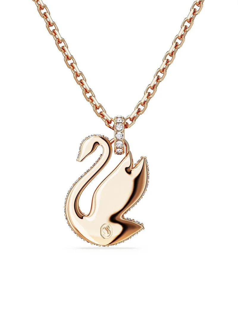 SWAROVSKI Iconic Swan Pendant Rose-Gold Tone Plated Necklace