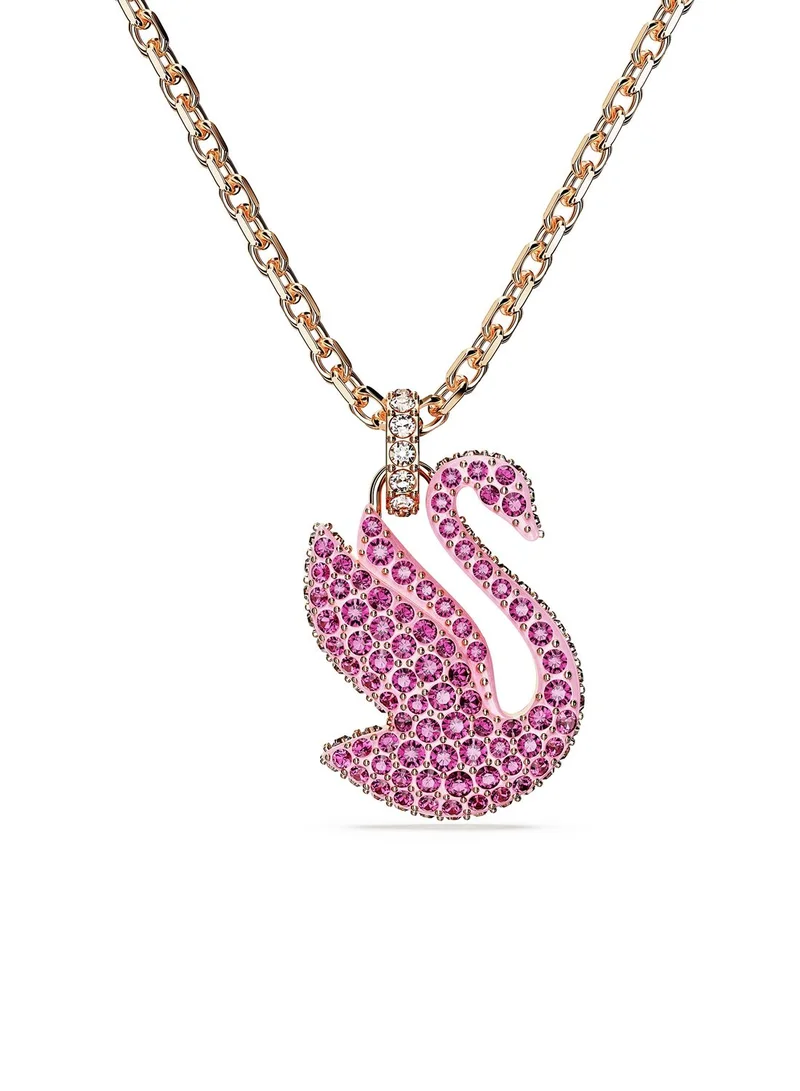 SWAROVSKI Iconic Swan Pendant Rose-Gold Tone Plated Necklace