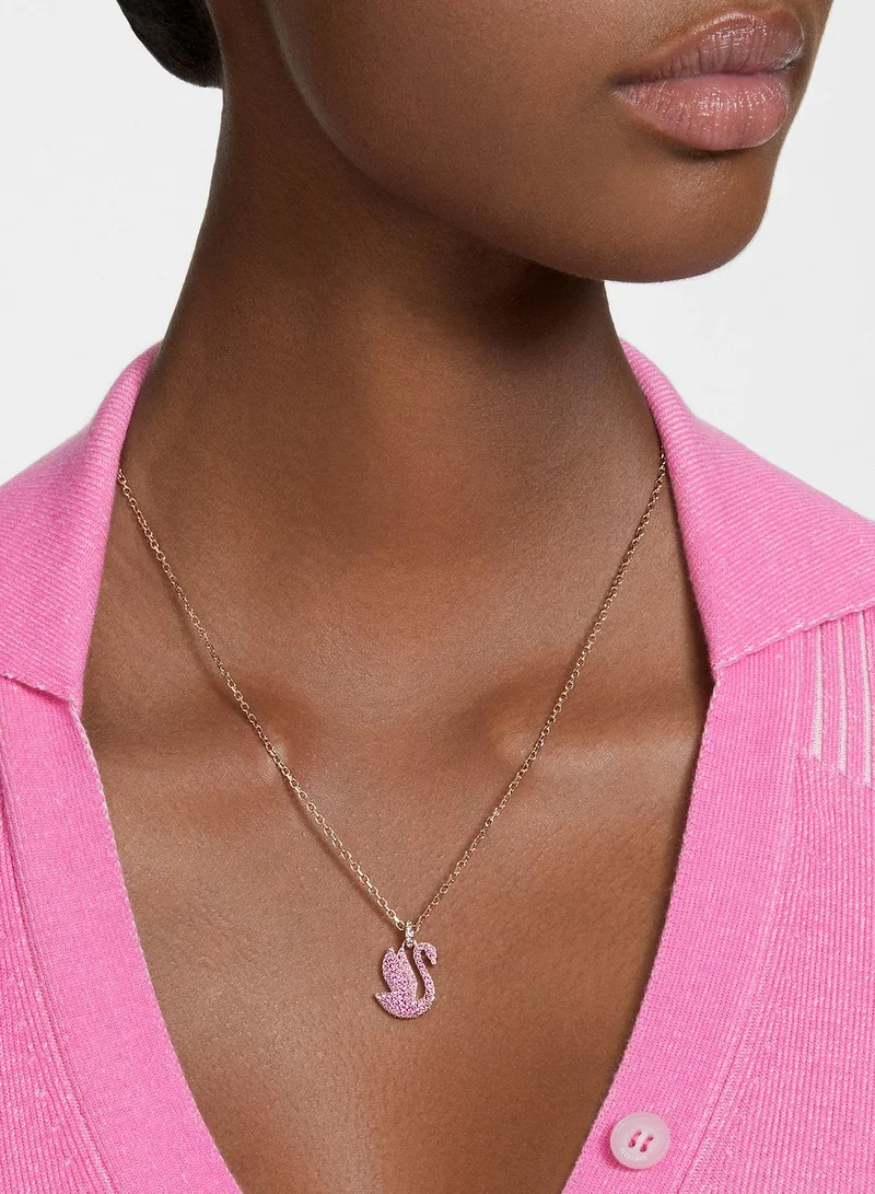 SWAROVSKI Iconic Swan Pendant Rose-Gold Tone Plated Necklace