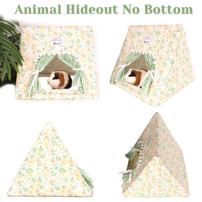 Jevnd Guinea Pig Hideout Large with Curtain, Bunny Hideout, Machine Washable Guinea Pig Hide Tent Houses & Habitats, Small Animal Hideout for Pet Rabbit, Ferret, Rat, Chinchilla, Squirrel (Flower, Large) - Image 3
