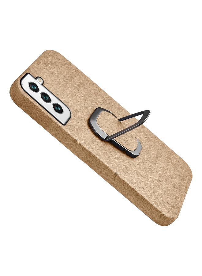 S-TOP Case For Samsung Galaxy S22 5G Ring Holder Honeycomb PU Phone Case - Image 3