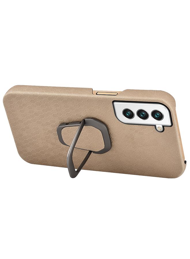 S-TOP Case For Samsung Galaxy S22 5G Ring Holder Honeycomb PU Phone Case - Image 5