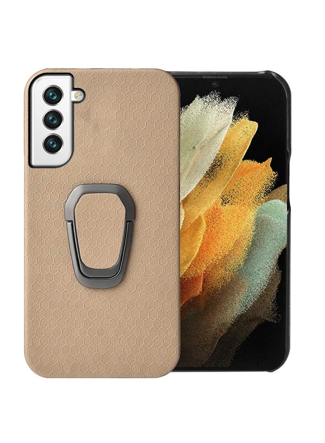 S-TOP Case For Samsung Galaxy S22 5G Ring Holder Honeycomb PU Phone Case - Image 1