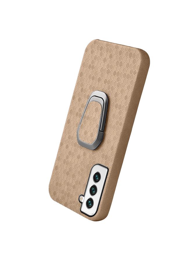 S-TOP Case For Samsung Galaxy S22 5G Ring Holder Honeycomb PU Phone Case - Image 4