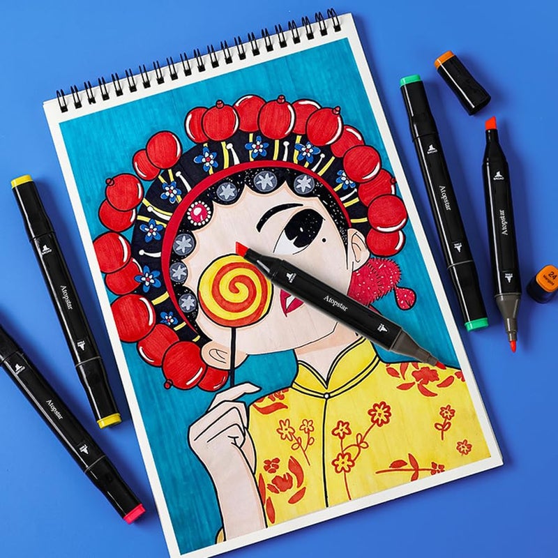 ATOPSTAR 120 Colors Alcohol Markers Artist Drawing Art Markers for Kids Dual Tip Markers for Adult Coloring Painting Supplies Perfect for Gift(120 Black Shell) - Image 4