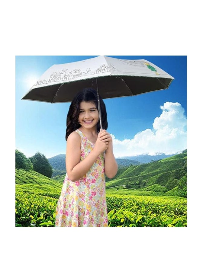 SYOSI - Travel Umbrella Compact Sun Protection Cute Pattern Portable Umbrella UV Small Umbrella Windproof Lightweight Folding Automatic Umbrella Travel Rain Umbrella For Walking Women Girls Kids - Image 1