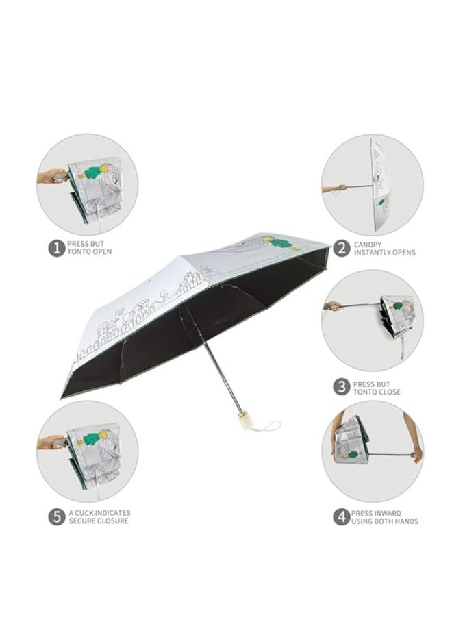 SYOSI - Travel Umbrella Compact Sun Protection Cute Pattern Portable Umbrella UV Small Umbrella Windproof Lightweight Folding Automatic Umbrella Travel Rain Umbrella For Walking Women Girls Kids - Image 1