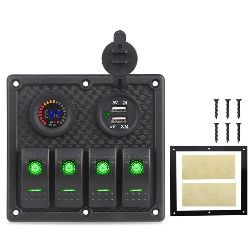 Wivplex 12V 24V Car Boat Rocker Switch Panel with USB Charger - Image 1