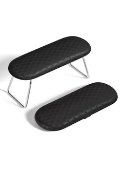 AORAEM Nail Arm Rest, Foldable Leather Nail Arm Rest With Non-Slip Sleeve, Internal Sponge Filled Arm Rest Pillow With Metal Bracket, Nail Hand Rest For Home Use And Nail Salon Use (Black)  - Image 1