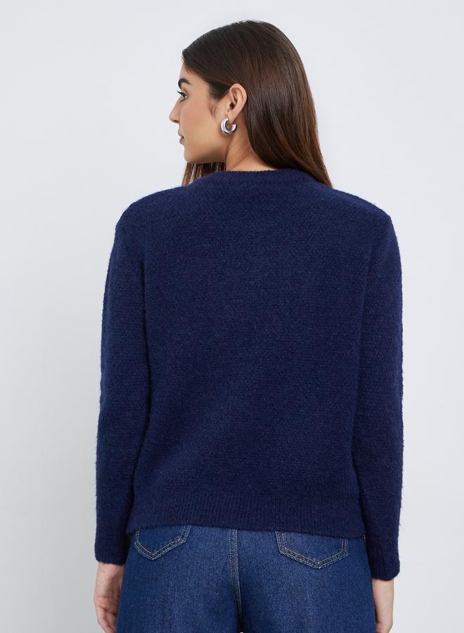 Styli Regular Fit Cable Knit Sweater with Zup-Up - Image 4