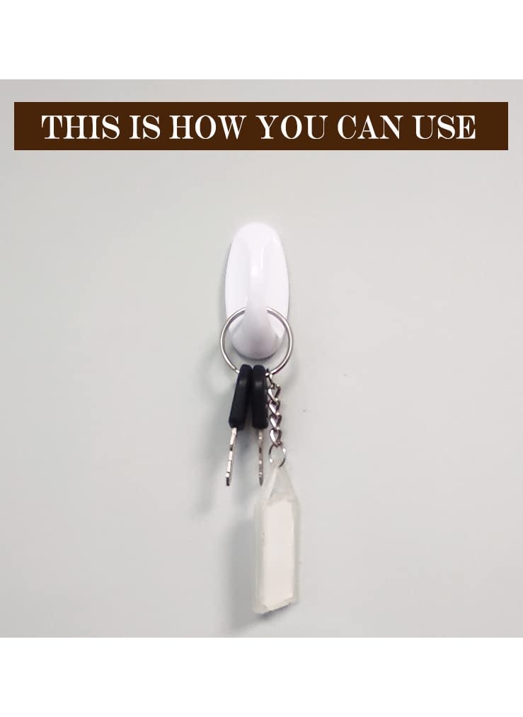 Wall Essential Wall Essential Adhesive Wall Hooks Reusable Utility Wall Hook for Kitchen Bedroom Bathroom Pack of 3 Pcs Sticky Wall Hooks One Pcs Holds Strongly Up to 1 kg 3 Pcs Model Oval Size Medium  - Image 5