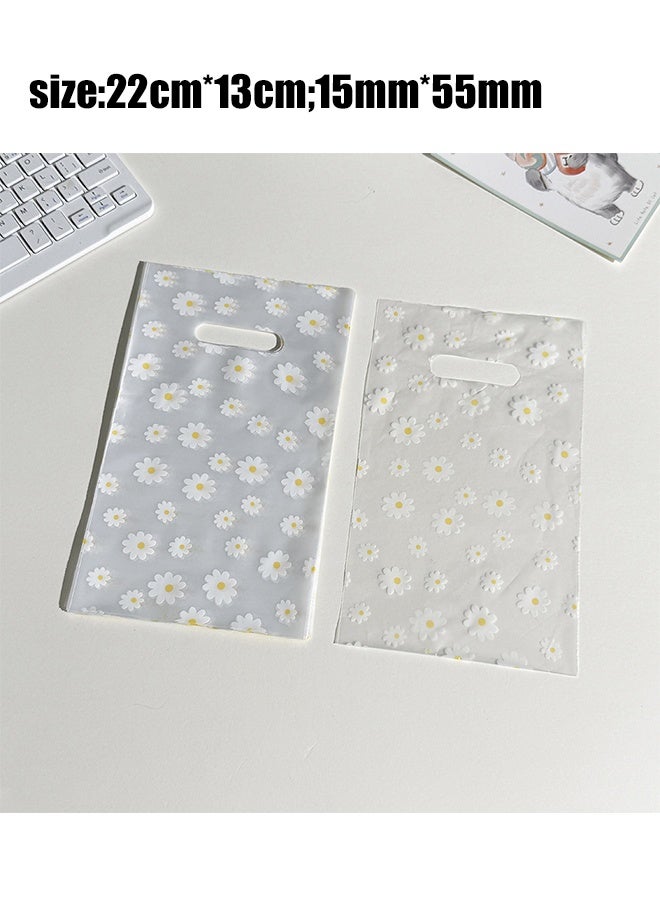KANGLI 100pcs Daisy Pattern Reusable Gift Bags with Plastic Handles - Transparent Cookie & Candy Bags, Ideal for Mother's Day, Birthdays, Weddings, Holidays & Retail - Charming Floral Design Favor Bags, Small Gift Bags - Image 4