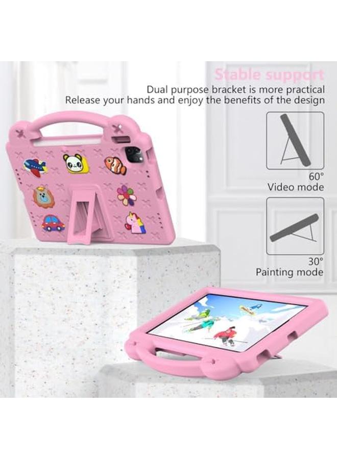 erorex Kids Case For iPad Air 5 4 (10.9 Inch 2022 2020) Ipad Pro 11 2021 And 2020 And 2018 Eva Silicone Shockproof Handle Kids Friendly Cover With Foldable Stand And Detachable Cartoon Doll Pink - Image 4