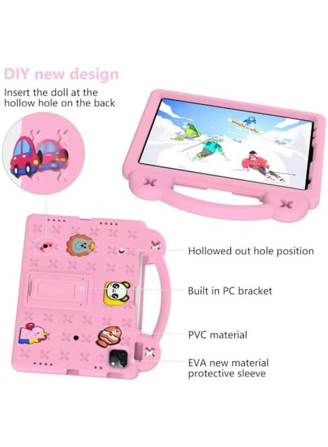erorex Kids Case For iPad Air 5 4 (10.9 Inch 2022 2020) Ipad Pro 11 2021 And 2020 And 2018 Eva Silicone Shockproof Handle Kids Friendly Cover With Foldable Stand And Detachable Cartoon Doll Pink - Image 5