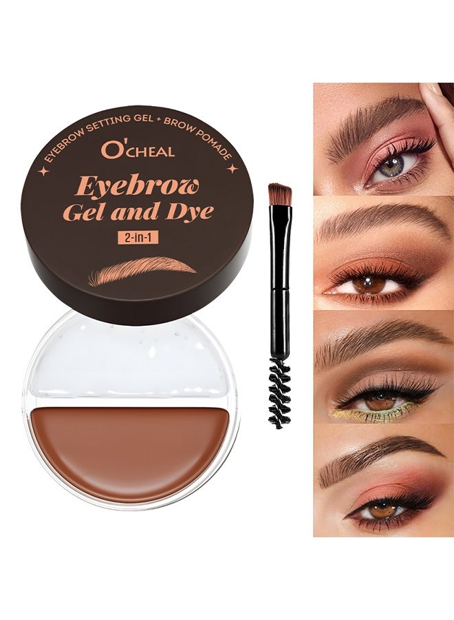 اوكيل جيل وصبغة الحواجب، مجموعة مكياج 2 في 1 مع جل الحواجب، شمع التشكيل وفرشاة مزدوجة، بوماد مقاوم للماء لملء وتفصيل الحواجب، جل تصفيف الحواجب الشفاف لرفع الحواجب الخفيفة والمكسوة بالريش #01 بني فاتح - Image 1