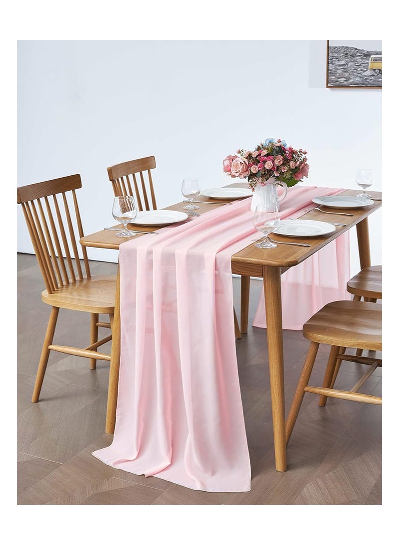 إزدنك 2-حزمة 75 سم * 300 سم من مفرش المائدة الشيفون الوردي ، مناسب لزينة حفلات الزفاف الرومانسية ، زينة حفلات أعياد الميلاد (وردي) - Image 5
