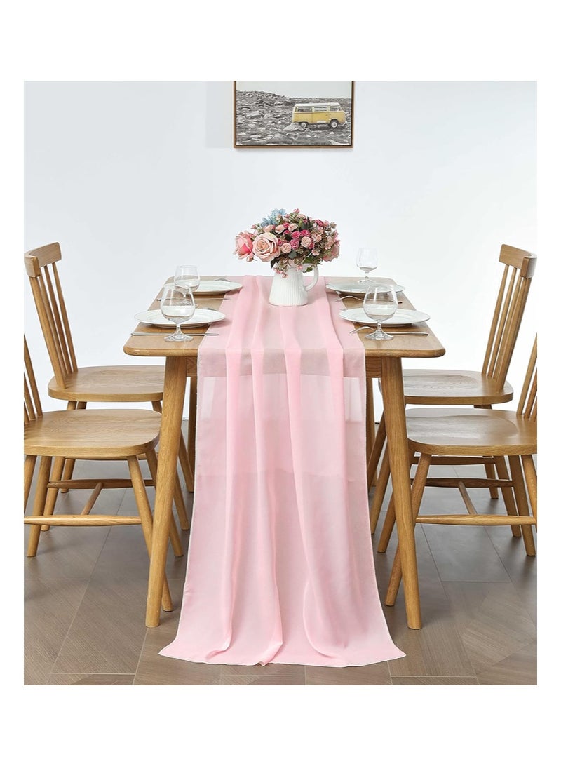 إزدنك 2-حزمة 75 سم * 300 سم من مفرش المائدة الشيفون الوردي ، مناسب لزينة حفلات الزفاف الرومانسية ، زينة حفلات أعياد الميلاد (وردي) - Image 3