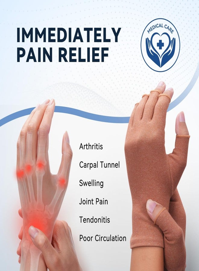 دورير قفازات دويرر الضاغطة لالتهاب المفاصل للنساء والرجال لعلاج إصابات الإجهاد المتكرر، ومتلازمة النفق الرسغي، والروماتيزم، والتهاب الأوتار، قفازات بدون أصابع للكتابة على الكمبيوتر والعمل اليومي (بني، مقاس متوسط) - Image 3