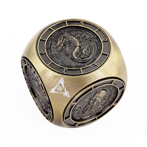 Haxtec Spinner Dice 7in1 Premium Metal DND Dice Set DD Monster Cube Ideal Collectors Gift for Dungeon Masters Valentines Day Gamer Gifts Bronze - Image 1