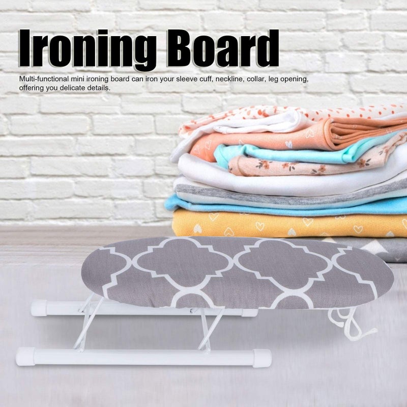 Foldable Mini Ironing Board For Sleeves Cuffs Collars Portable Travel And Home Use Classic Grid - Image 4