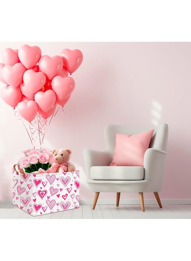 CLOCOR Rectangular Heart Printed Valentine's Day Basket Empty,Gift Basket for Kids,Boyfriend,Girlfriend,Waterproof Storage Basket with Handles,Room Decor(Bright Heart) - Image 5