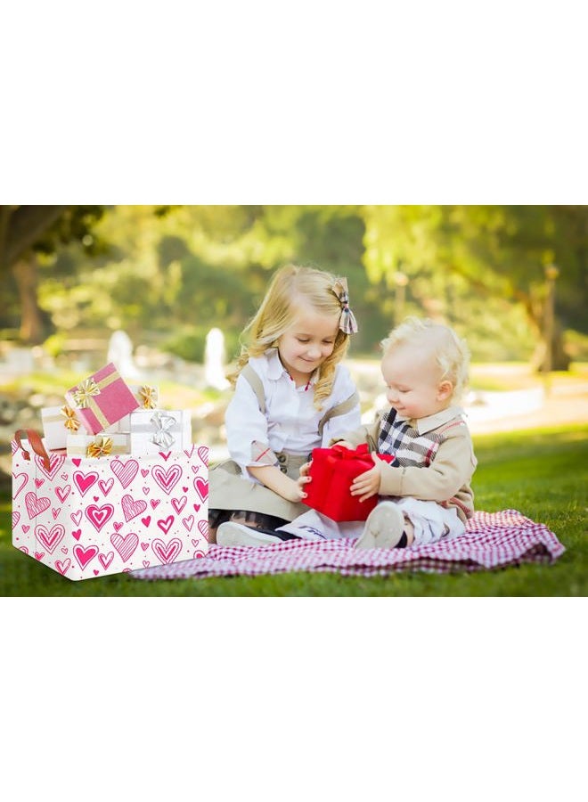 CLOCOR Rectangular Heart Printed Valentine's Day Basket Empty,Gift Basket for Kids,Boyfriend,Girlfriend,Waterproof Storage Basket with Handles,Room Decor(Bright Heart) - Image 4