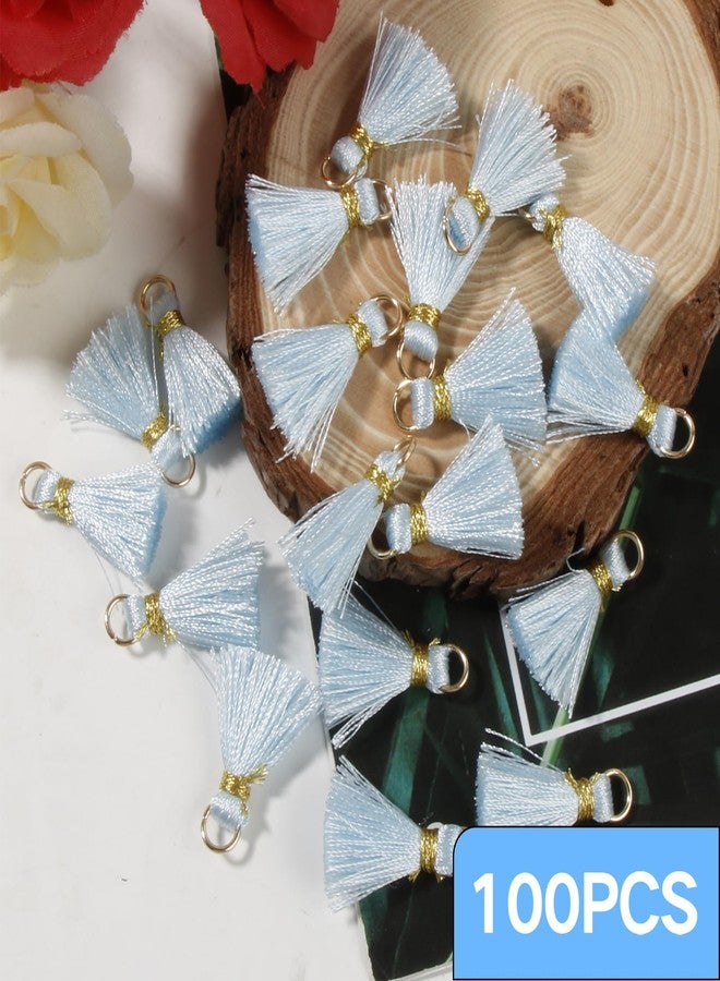 VAPKER 100Pcs 0.8Inch/2CM Mini Tassels Ice Blue Tassel Tiny Handmade Craft Tassels with Gold Jump Ring for Earring Jewelry Necklace Making Accessories DIY - Image 4