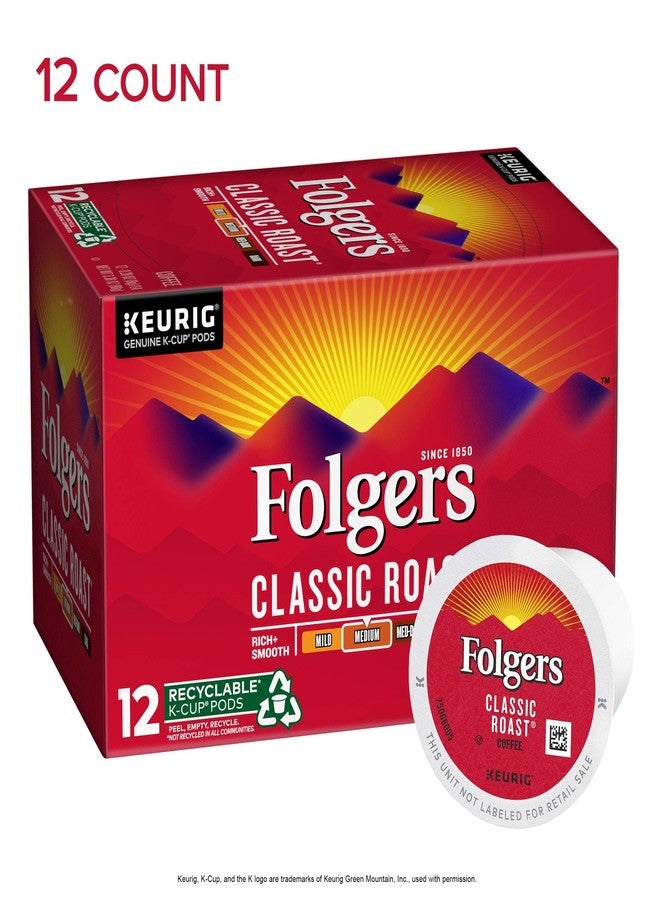 Folgers Classic Roast Medium Roast Coffee, 12 Keurig K-Cup Pods - Image 2