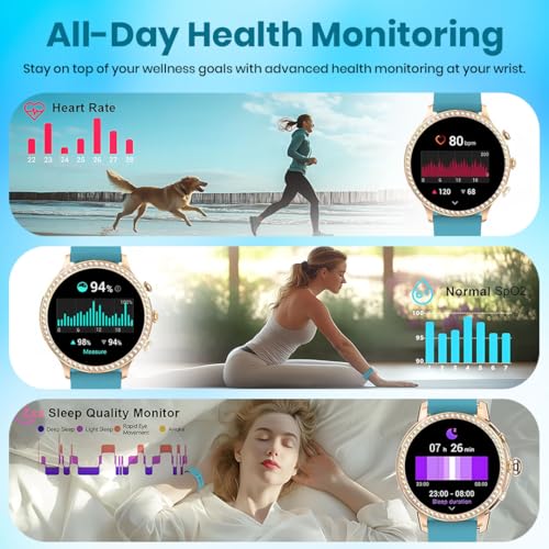 PunnkFunnk Genquira Smartwatch for Women with Bluetooth Calling, 1.69" HD AMOLED Display, Health & Fitness Tracker with SpO2, Heart Rate, 100+ Sports Modes, IP67 for Android & iPhone(SkyBlue) - Image 5