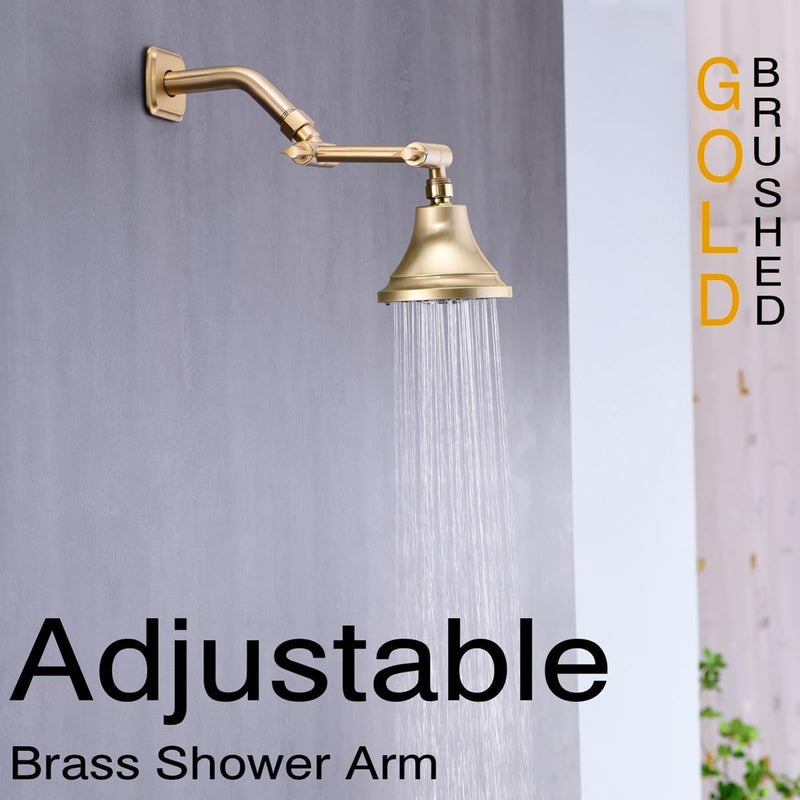 TRUSTMI ذراع دش نحاسي بطول 4 بوصات قابل للتعديل بارتفاع ذراع دش مطلي بالذهب المصقول - Image 3