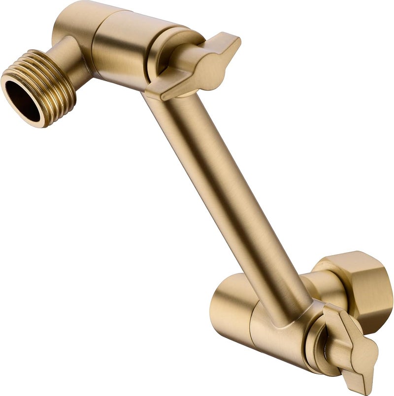 TRUSTMI ذراع دش نحاسي بطول 4 بوصات قابل للتعديل بارتفاع ذراع دش مطلي بالذهب المصقول - Image 1