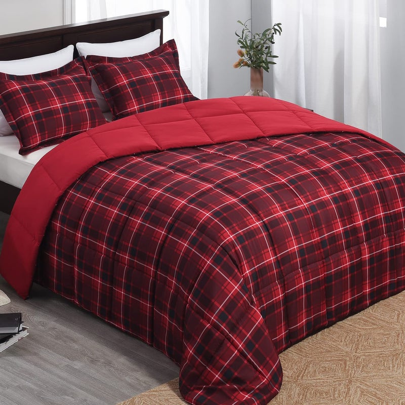 Basic Beyond Twin Comforter Set  Red and Black Buffalo Plaid Comforter Set Twin Down Alternative Bedding Comforter Set for All Season1 Comforter with 1 Pillow Sham 66 x 92