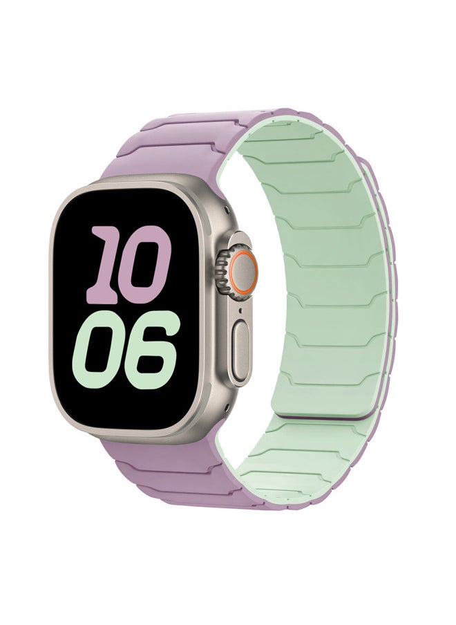 Generic - For AppleStrap AppleWatch9/S10/Ultra2 Armored Warrior Silicone Strong Magnetic Watch Strap-Color:Black With Gray-Specifications:38/40/41/MM S10 42 - Image 1