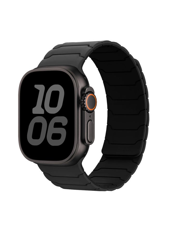 Generic - For AppleStrap AppleWatch9/S10/Ultra2 Armored Warrior Silicone Strong Magnetic Watch Strap-Color:Black With Gray-Specifications:38/40/41/MM S10 42 - Image 1