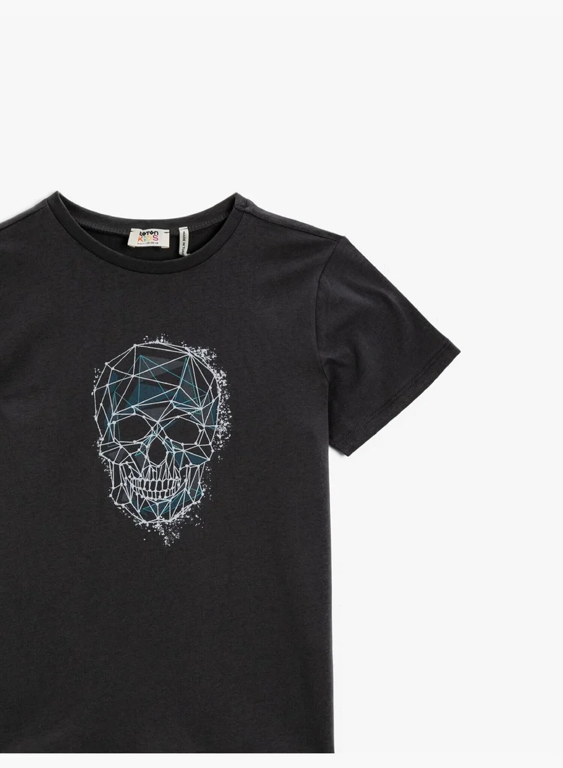 KOTON Printed T-Shirt Crew Neck Short Sleeve Cotton