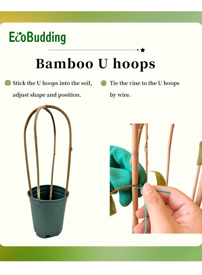 EcoBudding Bamboo Trellis Double U Hoops (29.5IN) Flower Climbing Frame With A Pair Of Garden Gloves And Some Binding Wire  - Image 4