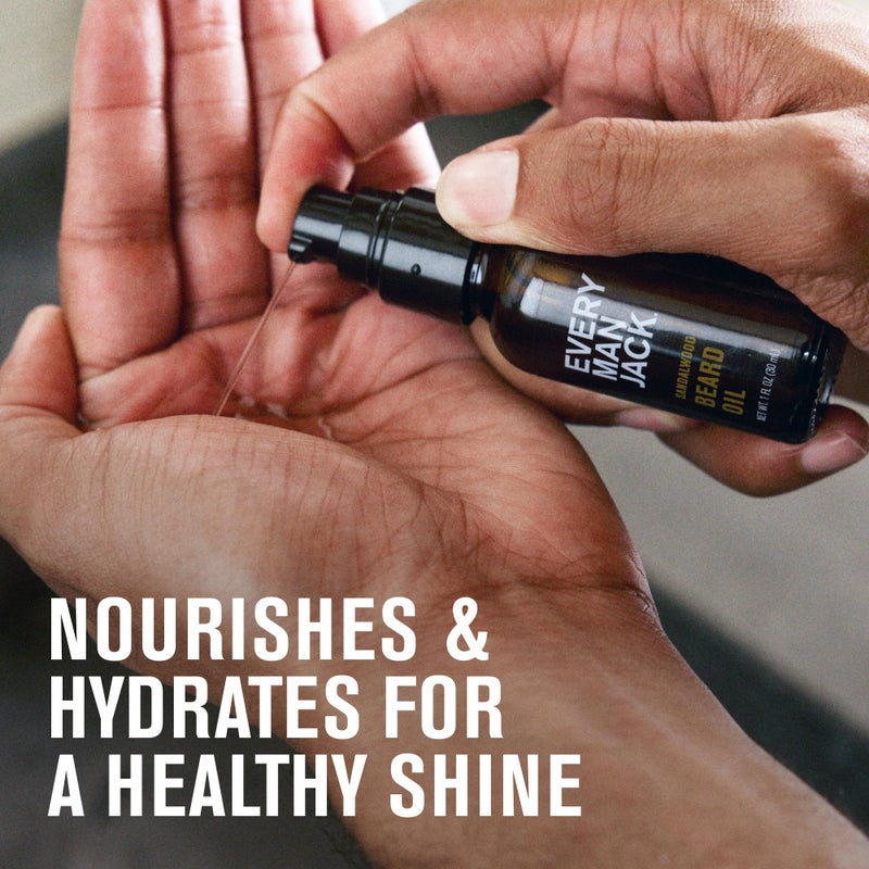 Every Man Jack Men's Beard Oil - Sandalwood Fragrance - Deeply Moisturizes and Softens Your Beard and Adds a Natural Shine - Naturally Derived with Shea Butter and Argan Oil - 1 fl oz - Image 4
