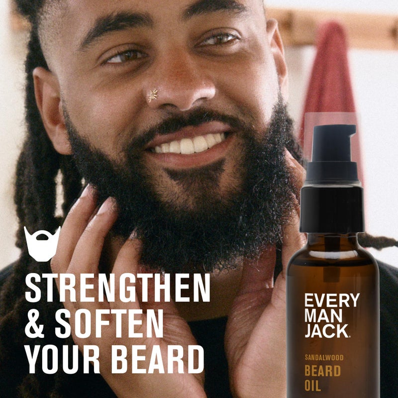 Every Man Jack Men's Beard Oil - Sandalwood Fragrance - Deeply Moisturizes and Softens Your Beard and Adds a Natural Shine - Naturally Derived with Shea Butter and Argan Oil - 1 fl oz - Image 2