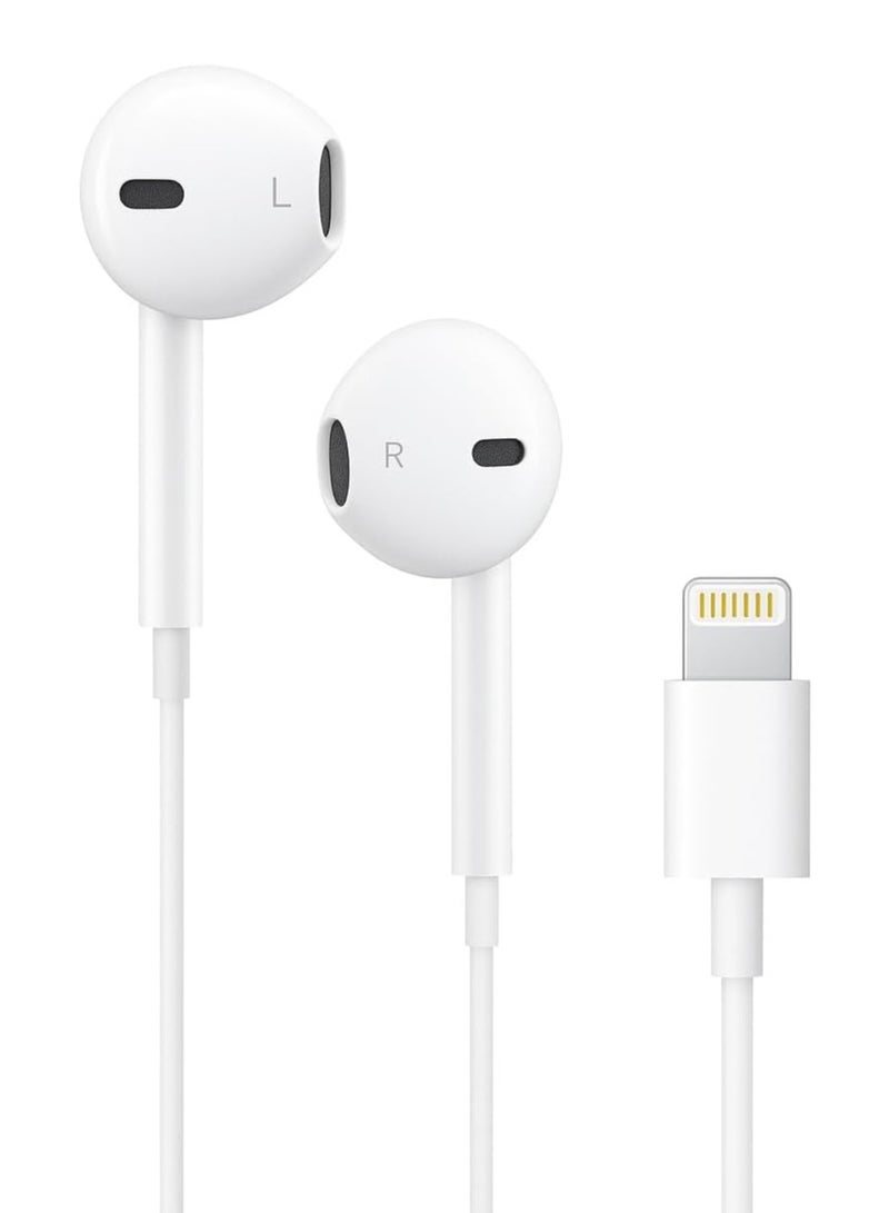 Denx Earphone With Lightning Connector ,Classic In-ear Earphones Wired Control Headphones for Apple iPhone White - Image 1