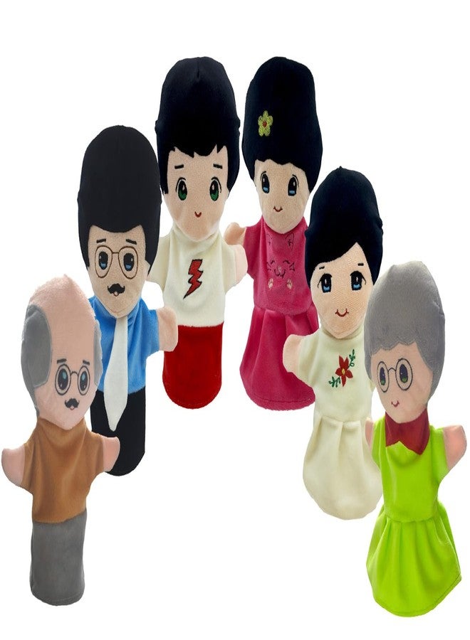 Elfactory Family Hand Puppets for Kids - Educational Storytelling Interactive Plush Hand Puppet Set for Learning (10 inch) (Family Set of 6) (Family Wh) - Image 2