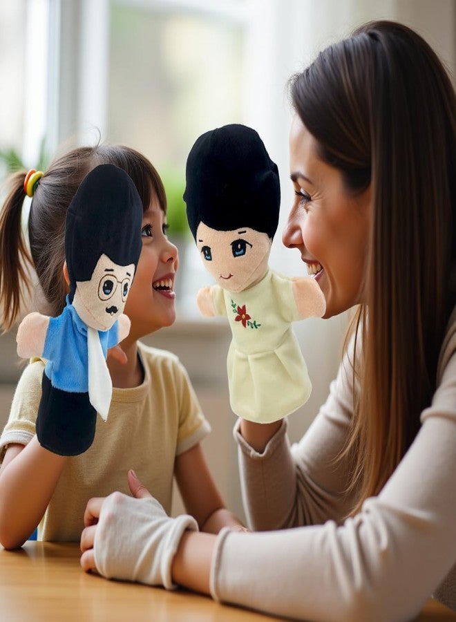 Elfactory Family Hand Puppets for Kids - Educational Storytelling Interactive Plush Hand Puppet Set for Learning (10 inch) (Family Set of 6) (Family Wh) - Image 4